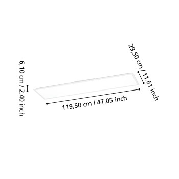 Panou LED MORADILLO-R alb Eglo 902302, 119.5x29.5 cm, 33.5W