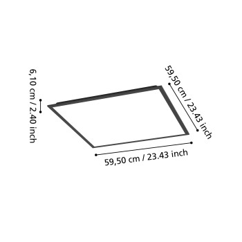 Panou LED MORADILLO negru Eglo 902371, 59.5x59.5 cm, 32.5W