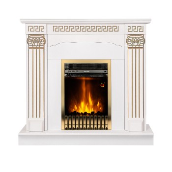 Semineu electric cu mobilier alb ArtFlame GALILEO Gold & CALISTO, 1020x1100x300mm, intensitate flacăra 5 niveluri, telecomanda