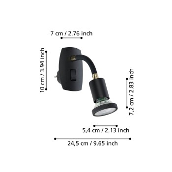 Aplica de perete cu stecher PARRINI Eglo 300912, 1xGU10