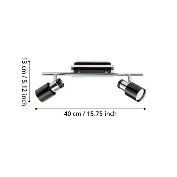 Plafoniera DAVIDA 1 nickel-nero Eglo 30833, 39x7 cm, 2xGU10