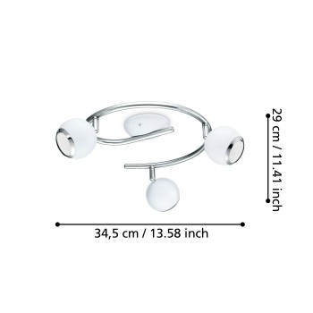 Plafoniera BIMEDA alb/crom Eglo 31003, L29 cm, 3xGU10