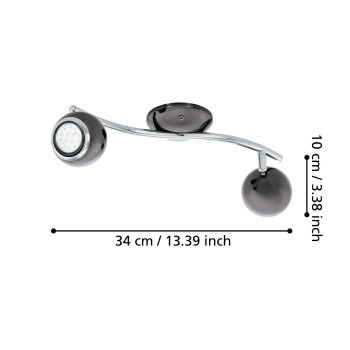 Plafoniera BIMEDA nickel-nero/crom Eglo 31006, 36.5x10 cm, 2xGU10