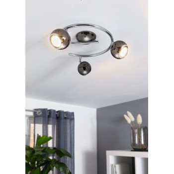 Plafoniera BIMEDA nickel-nero/crom Eglo 31007, L29 cm, 3xGU10