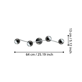 Plafoniera BIMEDA nickel-nero/crom Eglo 31008, 64x10 cm, 4xGU10