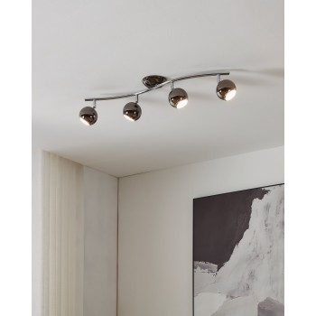 Plafoniera BIMEDA nickel-nero/crom Eglo 31008, 64x10 cm, 4xGU10