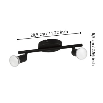 Plafoniera BUZZ-LED negru Eglo 32429, 28.5x6.5 cm, 2xGU10