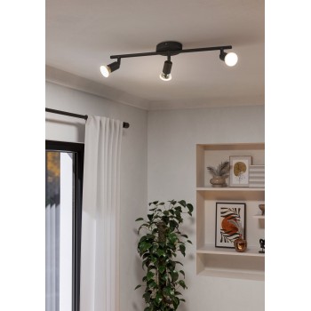 Plafoniera BUZZ-LED negru Eglo 32431, 48.5x6.5 cm, 3xGU10