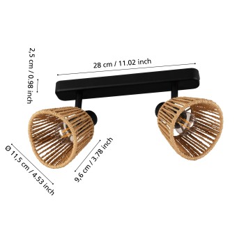 Plafoniera KEELBY negru Eglo 44129, 30x4.5 cm, 2xE14