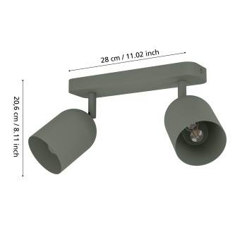 Plafoniera TILSTON verde Eglo 44133, 28x8 cm, 2xE14