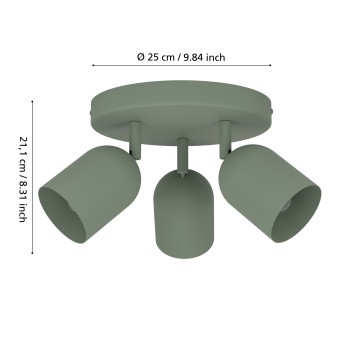 Plafoniera TILSTON verde Eglo 44134, D25 cm, 3xE14
