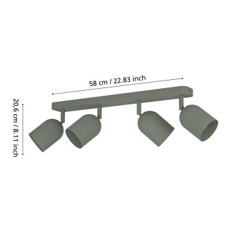 Plafoniera TILSTON verde Eglo 44135, 58x8 cm, 4xE14