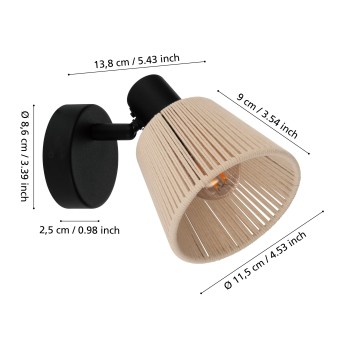 Plafoniera SEAGARD negru Eglo 44138, L11.5 cm, 1xE14