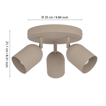 Plafoniera TILSTON sandy Eglo 44163, D25 cm, 3xE14