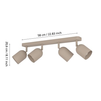Plafoniera TILSTON sandy Eglo 44164, 58x8 cm, 4xE14