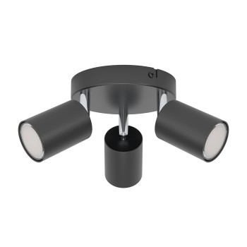 Plafoniera RECISO-E negru Eglo 74008, D14 cm, 3xGU10