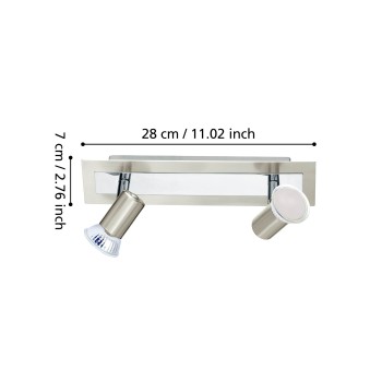 Plafoniera ROTTELO nichel satinat/crom Eglo 90915, 28x7 cm, 2xGU10