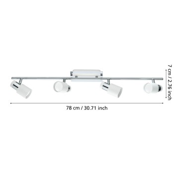 Plafoniera DAVIDA crom/alb Eglo 92087, 78x7 cm, 4xGU10
