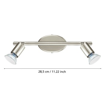 Plafoniera BUZZ-LED nichel satinat Eglo 92596, 28.5x6.5 cm, 2xGU10