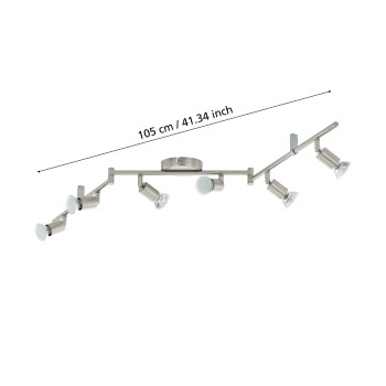 Plafoniera BUZZ-LED nichel satinat Eglo 92599, 105x6.5 cm, 6xGU10