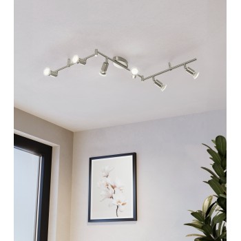 Plafoniera BUZZ-LED nichel satinat Eglo 92599, 105x6.5 cm, 6xGU10
