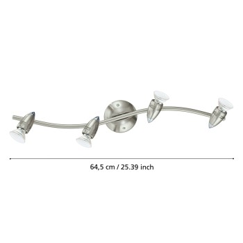 Plafoniera MAGNUM-LED nichel satinat/crom Eglo 92644, 64.5x10.5 cm, 4xGU10