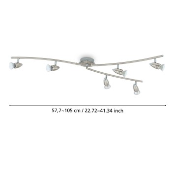 Plafoniera MAGNUM-LED nichel satinat/crom Eglo 92645, L105 cm, 6xGU10