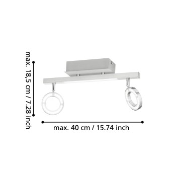 Plafoniera LED LED CARDILLIO 1 aluminium/crom Eglo 96179, 38.5x8.5 cm, 3.2W