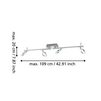 Plafoniera LED LED CARDILLIO 1 aluminium/crom Eglo 96182, 98.5x8.5 cm, 3.2W