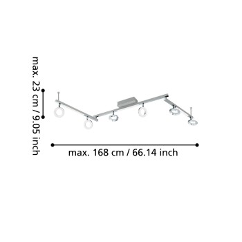 Plafoniera LED LED CARDILLIO 1 aluminium/crom Eglo 96183, 158.5x8.5 cm, 3.2W