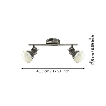 Plafoniera SERAS antique nickel/crem Eglo 96553, 37x6.5 cm, 2xGU10