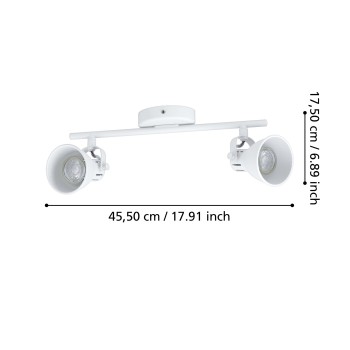 Plafoniera SERAS 1 alb Eglo 98394, 37x6.5 cm, 2xGU10