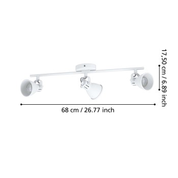 Plafoniera SERAS 1 alb Eglo 98395, 59.5x6.5 cm, 3xGU10