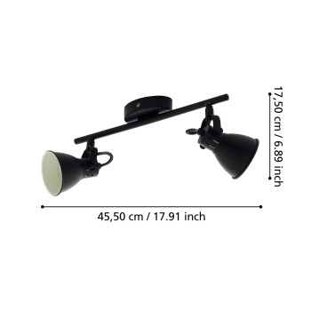 Plafoniera SERAS 2 negru Eglo 98398, 37x6.5 cm, 2xGU10