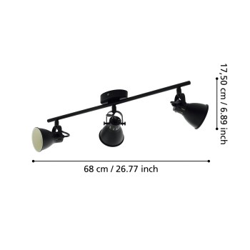 Plafoniera SERAS 2 negru Eglo 98399, 59.5x6.5 cm, 3xGU10
