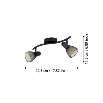 Plafoniera CAROVIGNO negru Eglo 98622, 36.5x15 cm, 2xE14