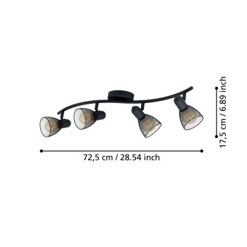 Plafoniera CAROVIGNO negru Eglo 98623, 64x15 cm, 4xE14