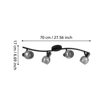 Plafoniera POLLICA negru Eglo 98626, 64x22 cm, 4xE14