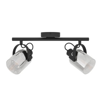 Plafoniera BERREGAS negru/crom Eglo 99053, 44x11 cm, 2xE27