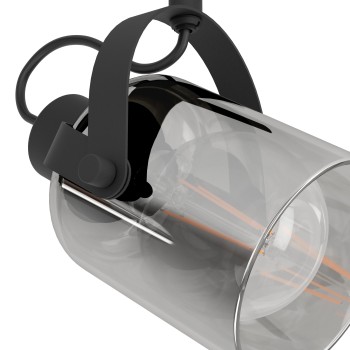 Plafoniera BERREGAS negru/crom Eglo 99053, 44x11 cm, 2xE27