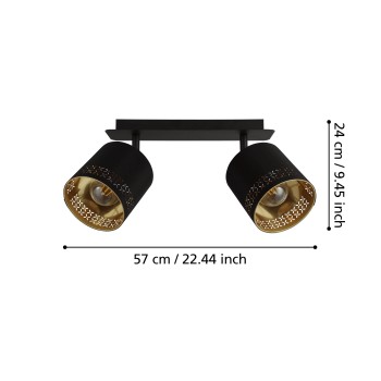 Plafoniera ESTEPERRA negru Eglo 99277, 33.5x9 cm, 2xE27