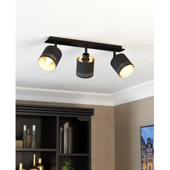 Plafoniera ESTEPERRA negru Eglo 99278, 57.5x9 cm, 3xE27