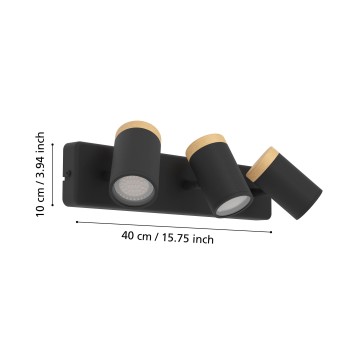 Plafoniera CONSUMA negru/maro Eglo 300002, 40x10 cm, 3xGU10