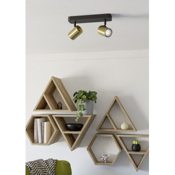 Plafoniera CONSUMA 1 negru/brushed brass Eglo 300584, 28x8 cm, 2xGU10