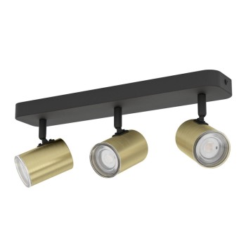 Plafoniera CONSUMA 1 negru/brushed brass Eglo 300585, 40x8 cm, 3xGU10