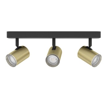 Plafoniera CONSUMA 1 negru/brushed brass Eglo 300585, 40x8 cm, 3xGU10