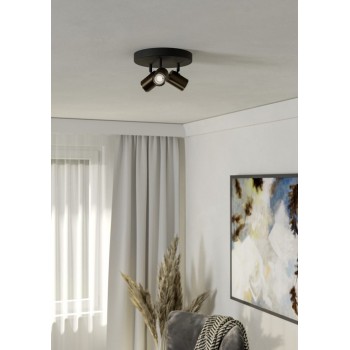 Plafoniera CONSUMA 1 bronz/negru Eglo 300591, D25 cm, 3xGU10