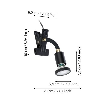 Plafoniera PARRINI 1 negru/alama Eglo 300914, 10x8 cm, 1xGU10