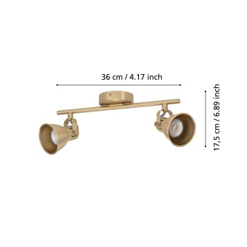 Plafoniera SERAS brushed brass/auriu Eglo 900171, 37x6.5 cm, 2xGU10