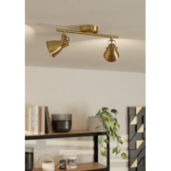 Plafoniera SERAS brushed brass/auriu Eglo 900171, 37x6.5 cm, 2xGU10